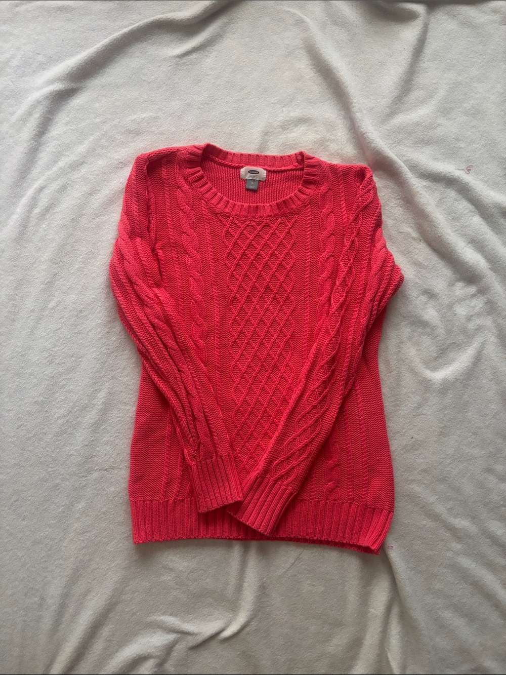Old Navy Coral Cable Crewneck Sweater